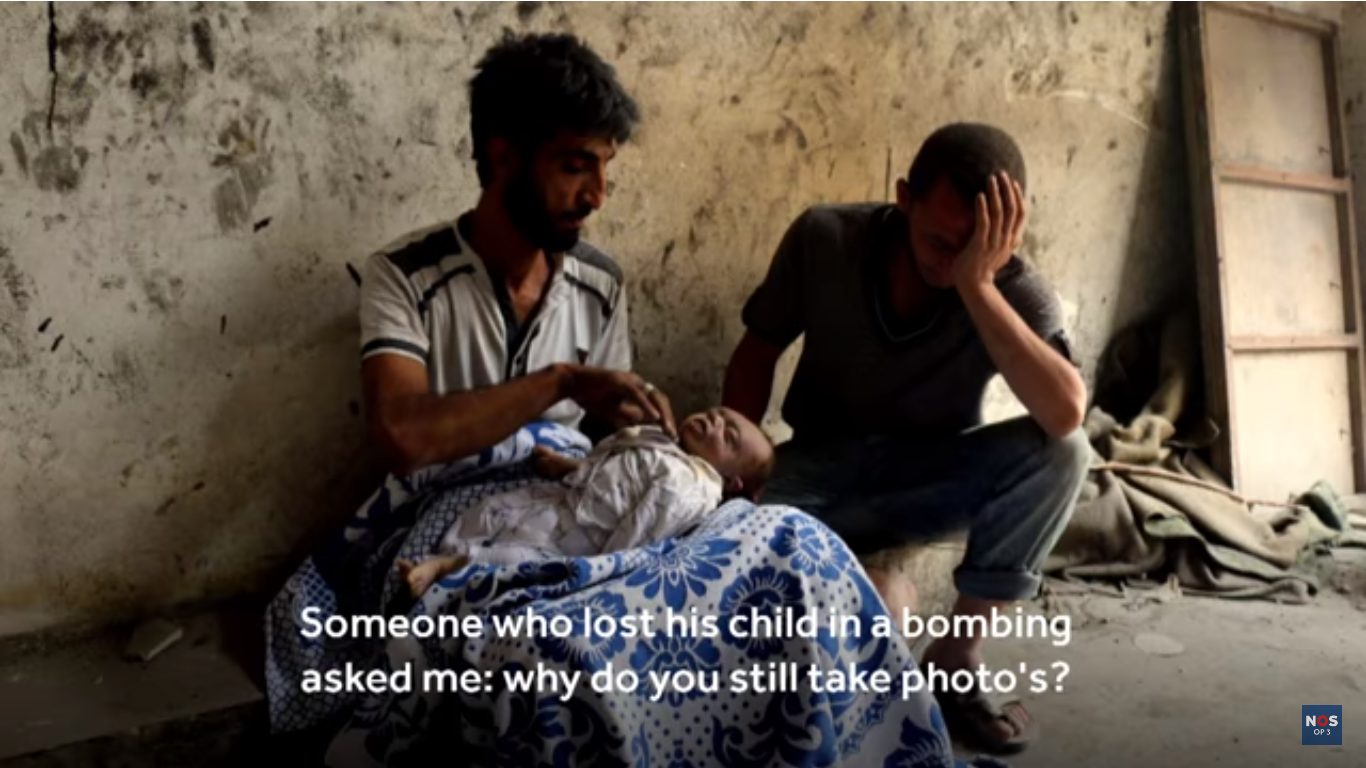 Still uit de NOSop3-reportage over voormalige lokale oorlogsfotografen uit Aleppo, beneden aan de posting te bekijken