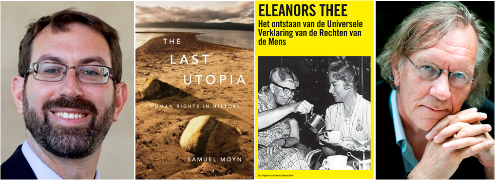 Collage met auteurs en omslag van 'The Last Utopia' respectievelijk Eleanors thee'